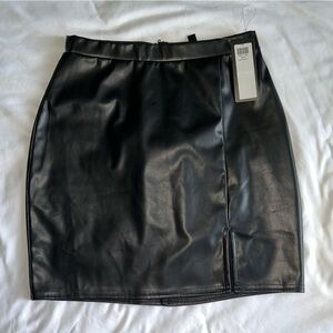 NWT black leather mini skirt